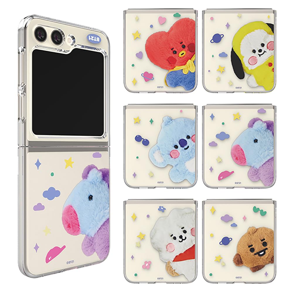 BT21 FLUFFY GALAXY Z FLIP5 CLEAR SLIM CASE All 7 Characters