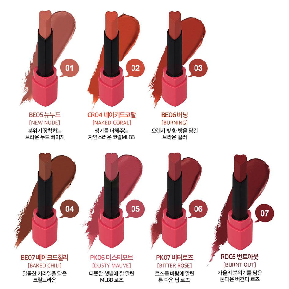 HOLIKA HOLIKA Heartcrush Lipstick Power Matt RD05 BRUNT OUT 1.8g