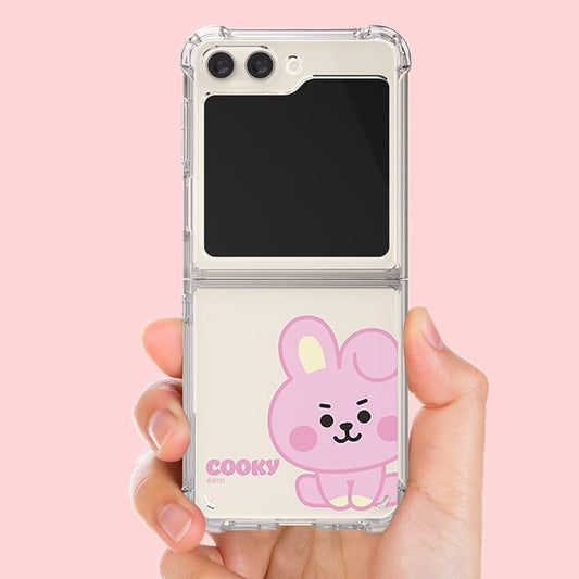 BT21 BABY GALAXY Z FLIP5 CLEAR AIR CUSHION REINFORCED CASE COOKY
