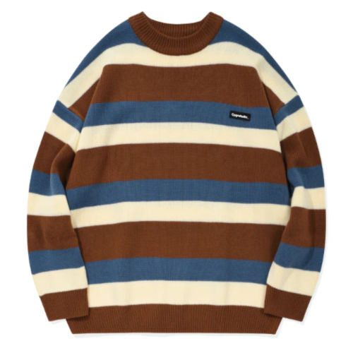 TXT YEONJUN PICK - CPGN WAPPEN MIXCOLOR SWEATER BLUECAMEL L