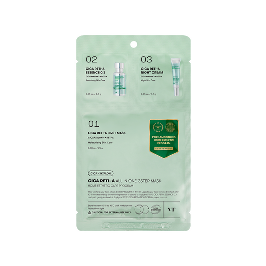 VT COSMETICS VT CICA RETI-A ALL IN ONE 3STEP MASK STEP1 - 25g / STEP2, 3 - 1.5g