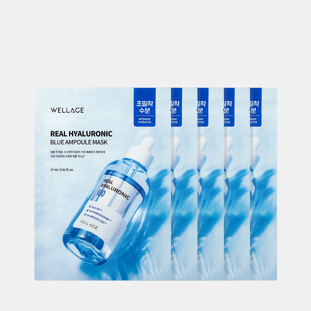 Wellage Real Hyaluronic Blue Ampoule Mask 5ea