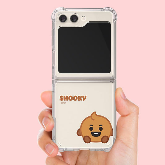 BT21 BABY GALAXY Z FLIP5 CLEAR AIR CUSHION REINFORCED CASE SHOOKY