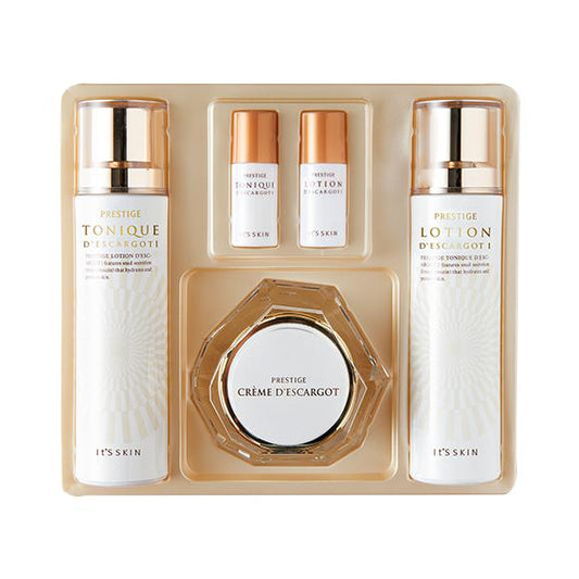IT’S SKIN Prestige D'escargot Special Set Prestige Tonique D'escargotⅠ140ml+Prestige Lotion D'escargotⅠ140ml+Prestige Creme D'escargot 60ml+Gift(ToniqueⅠ15ml+Prestige Lotion D'escargotⅠ15ml)