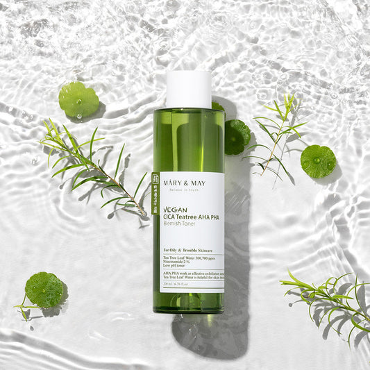 Mary&May Vegan CICA Tea Tree AHA PHA Blemish Toner 200ml