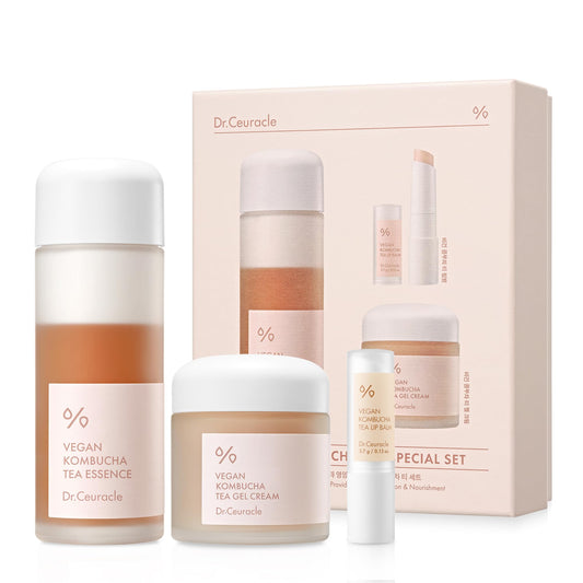 Dr.Ceuracle VEGAN KOMBUCHA TEA SPECIAL SET(VEGAN KOMBUCHA TEA ESSENCE(150ml), VEGAN KOMBUCHA TEA CREAM(75g), VEGAN KOMBUCHA TEA LIP BALM(3.7g))