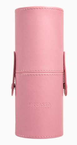 Leather cylindrical brush case Pink 226g